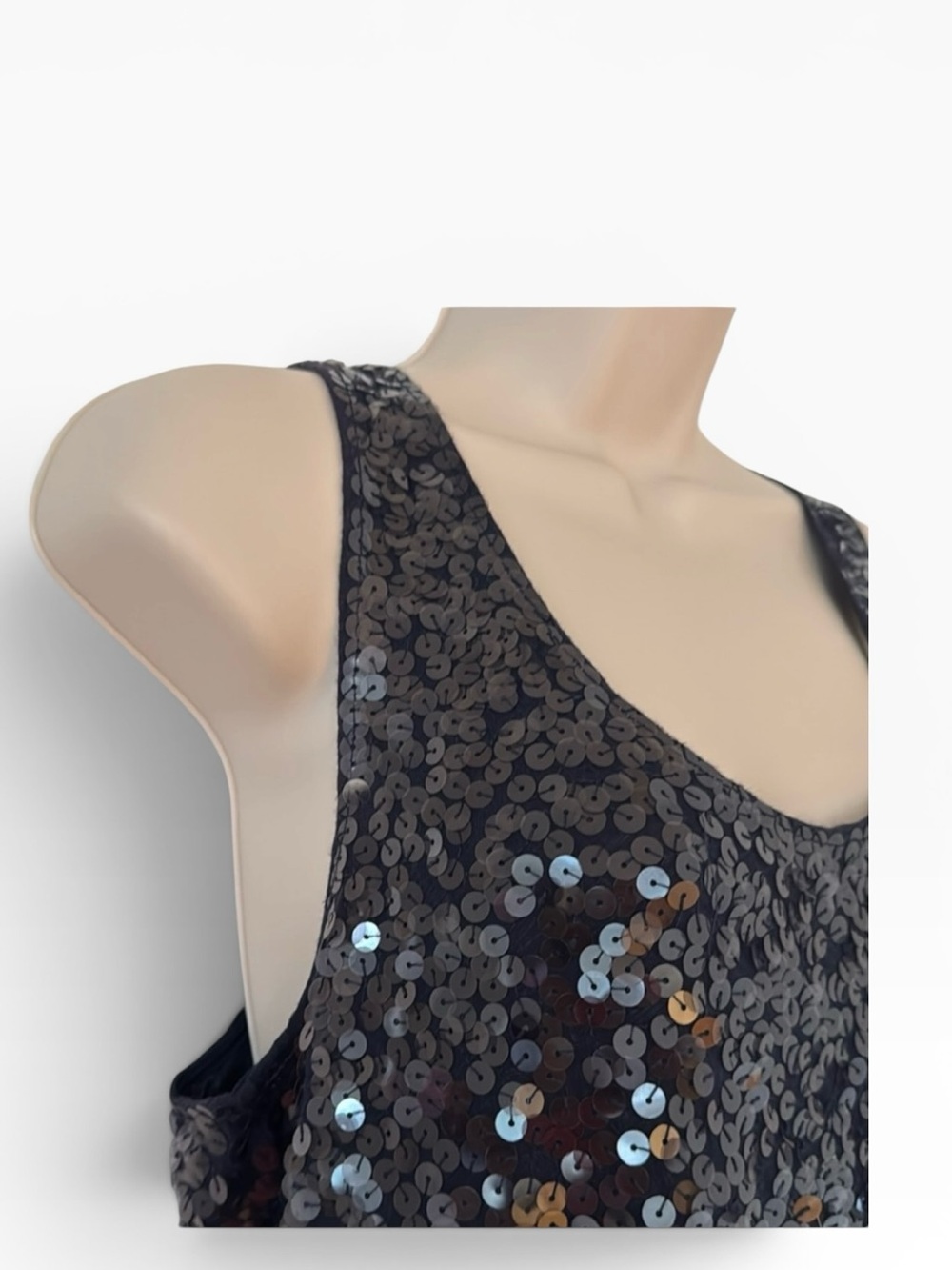 💙 J.Crew Colorblock Sequin Tank Top Navy Mint Green Silk Trim Medium - Picture 4 of 7
